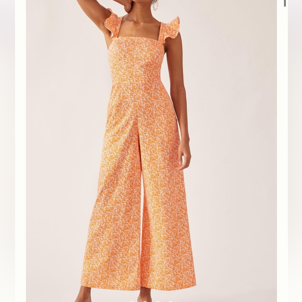 Anthropologie orange and white hutch jumpsuit